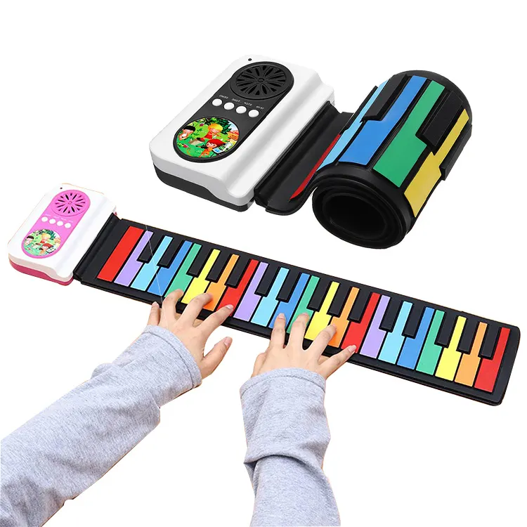 Teclado de silicone pequeno usb, instrumento musical de rolar para crianças