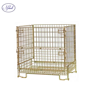 Contenedor de malla de jaula de acero de almacenamiento plegable de tamaño personalizado gran capacidad de carga con caja de hojas de PP tipo de producto - Product Image 5