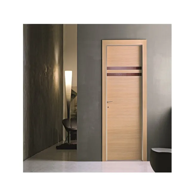 Porta della stanza interna della noce di colore nero del pannello di legno solido prehanging di progettazione domestica moderna americana