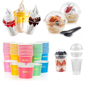 3 <strong>4</strong> 8 12 <strong>oz</strong> 100ml Print Disposable Custom Small Icecream Paper Packaging Tub Tube Parfait Container PET Plastic Ice Cream <strong>Cup</strong> - Product Image 2