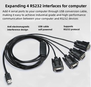 DYTECH USB 2.0 için 4 Port RS232 seri kablo RS232 DB9 için USB2.0 FTDI yonga seti dönüştürücü kablosu bilgisayar tablet set-top box için