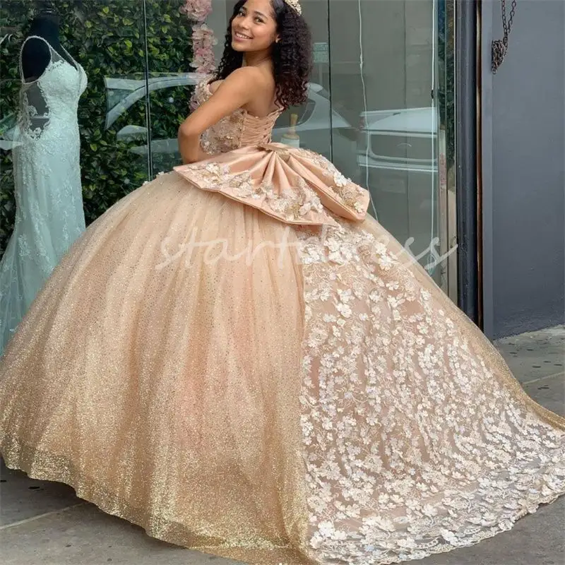 Mumuleo Robes de Quinceanera à paillettes dorées Vestidos De 15 Anos Seize Anniversaire Sweet 16 Xv Robe Debutante Promdress 2024