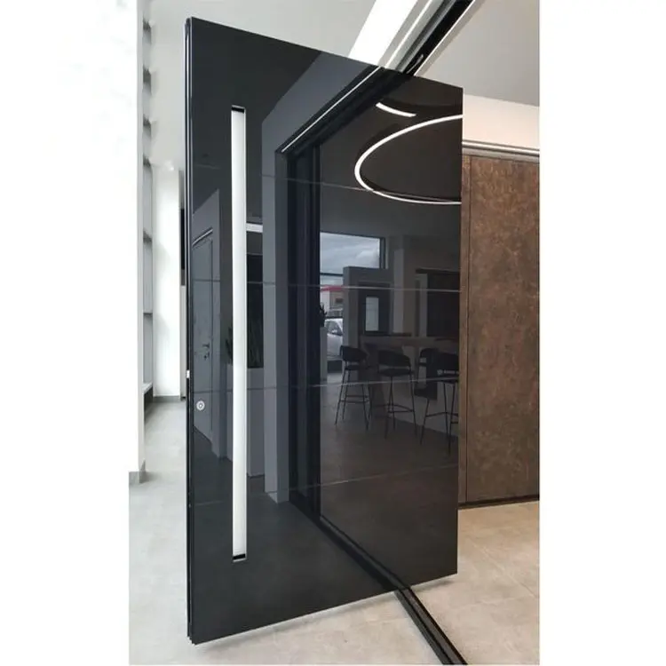 Porta d'ingresso italiana Design Villa Pivot ingresso sicurezza Porta a bilico anteriore di lusso ingresso moderno Porta a bilico in alluminio nero