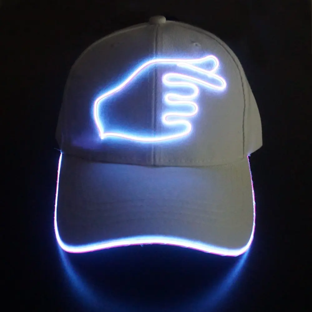 Rave Neon-Sombrero de béisbol con luz para fiesta, hecho a mano con brillo gorra de béisbol de alambre, luminoso, personalizado, Unisex
