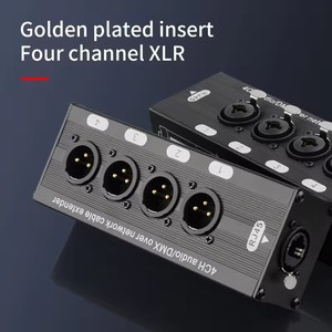 Caja adaptadora de Audio/DMX RJ45 a 4 XLR + 6,35, convertidor divisor de extensión de señal de red, Conector de enchufe Jack de montaje en enchufe compuesto