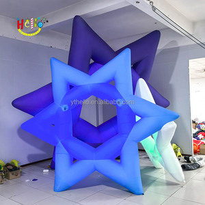 Bơm hơi khổng lồ sao trang trí ba màu sắc <span class=keywords><strong>Inflatable</strong></span> lục giác sao với ánh sáng LED - Product Image 1