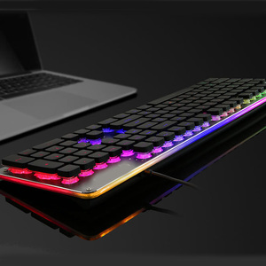 Teclado de membrana para juegos, teclado silencioso retroiluminado LED colorido, Panel completamente de Metal teclado con cable USB - Product Image 2