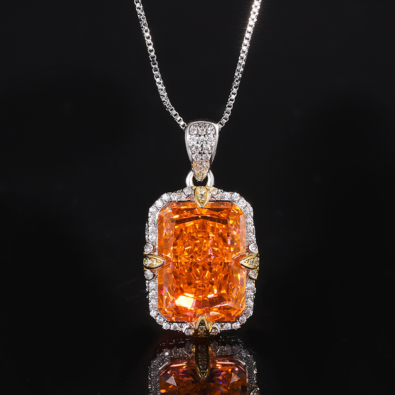 Ice Flower cut Champagne pendant with chain