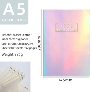 <strong>Stock</strong> 2024 A5 Laser Dazzle Notebook Daily Index Starlight <strong>Color</strong> Yearly Notebook English Agenda <strong>Book</strong> - Product Image 6