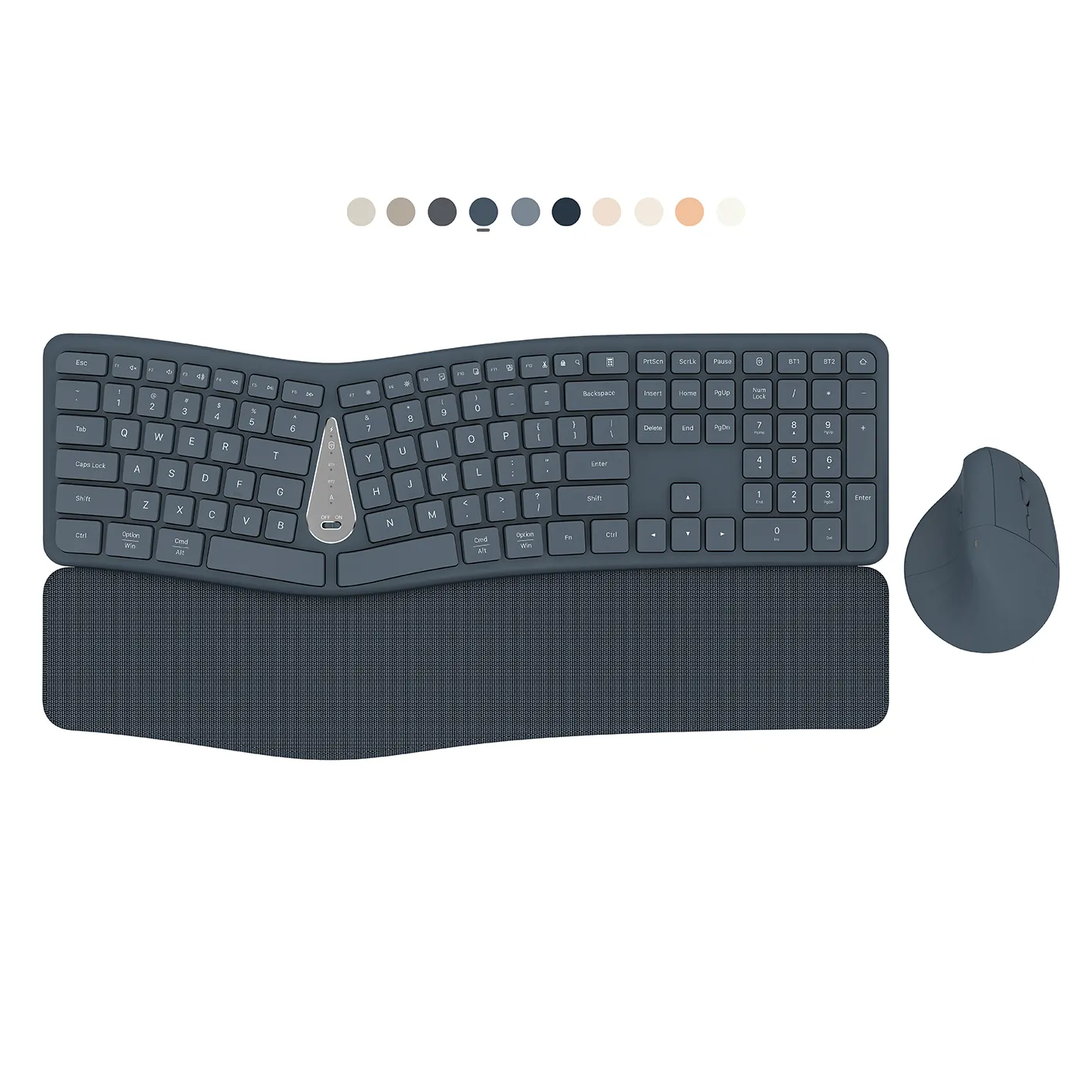 COUSO 111 Tasten Tastatur Maus wasserdicht Bluetooth kabellos ergonomische Tastatur und ergonomische Maus mit Handgelenk- und Handflächennapfenstütze