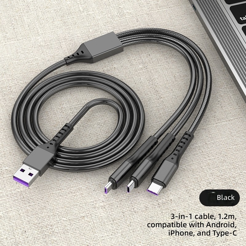 5a fast charging 1-to-3-12m-black-bare wire