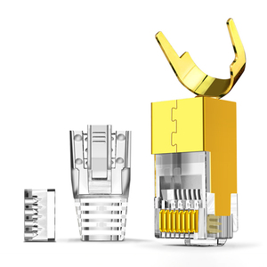 CAT8 modüler fiş geçmeyen 3-Prong 50μ altın kaplama RJ45 konnektörler gerinim kabartma botları ile Ethernet kablosu konektörü - Product Image 1