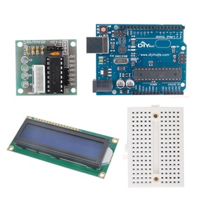 Elektronik Arduino için başlangıç seti, MCU kurulu 1602 LCD Motor sürücü Breadboard dirençler LEDs potansiyometre tel seti
