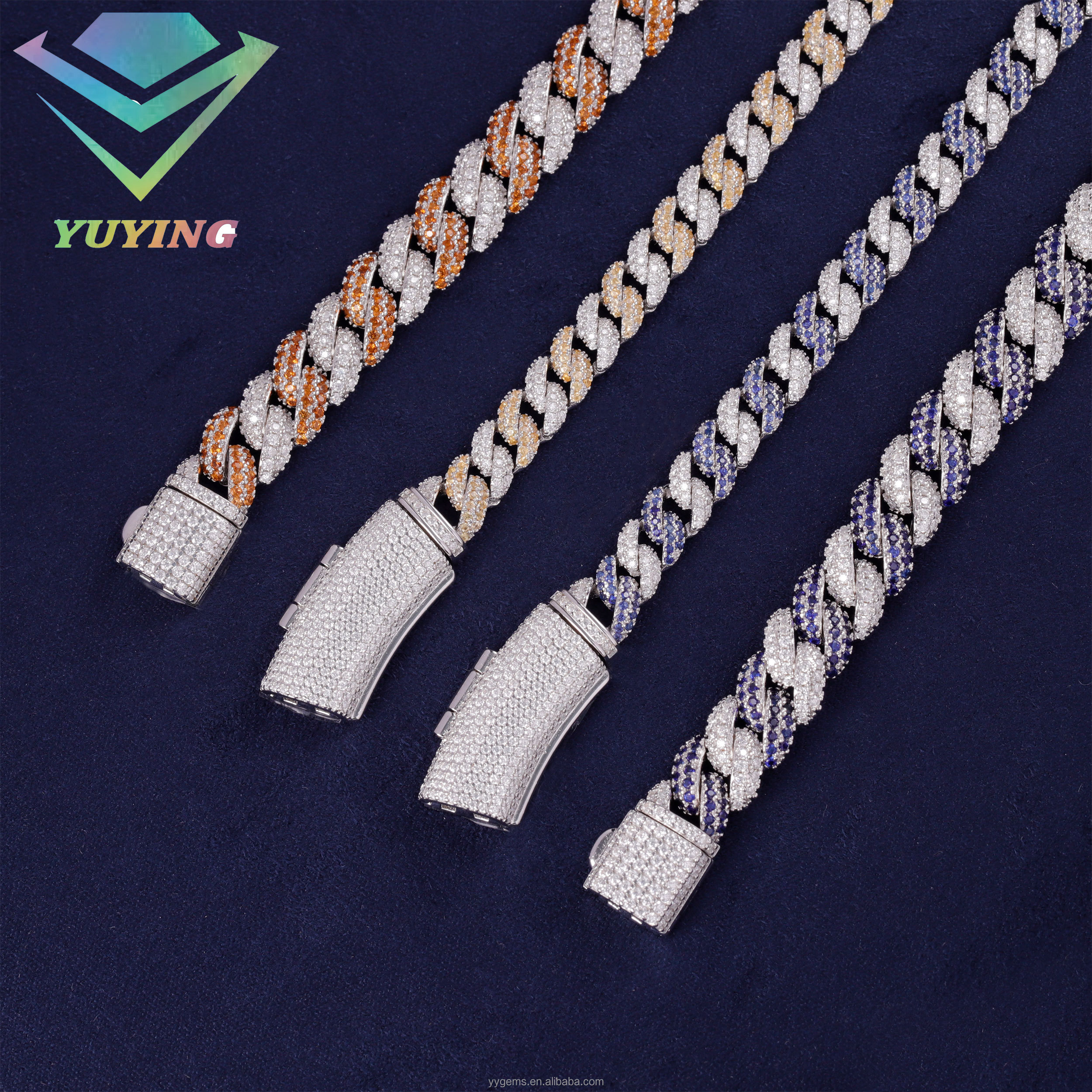 White diamond+blue gemstone(6mm)