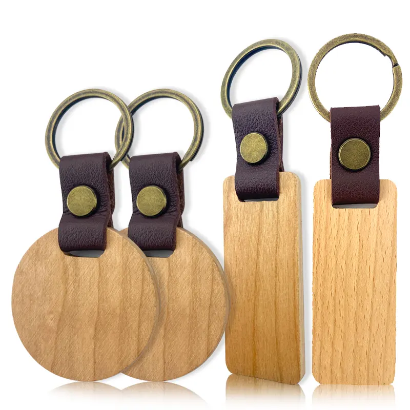 Porte-clés en bois de haute qualité Gravure personnalisée Porte-clés en noyer peut Logo personnalisé Porte-clés en bois