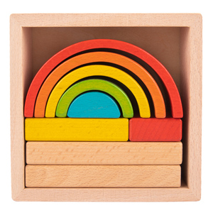 Blocs empilables Montessori en bois arc-en-ciel, jeu de pièces, Puzzle, jouets éducatifs pour tout-petits