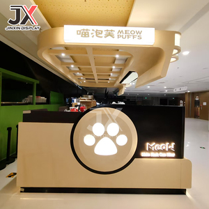 ตู้โชว์ขนมพัฟ shoflet แพลตฟอร์มเคาน์เตอร์ไอแลนด์ LED สำหรับตู้โชว์เค้กติ่มซำ - Product Image 4