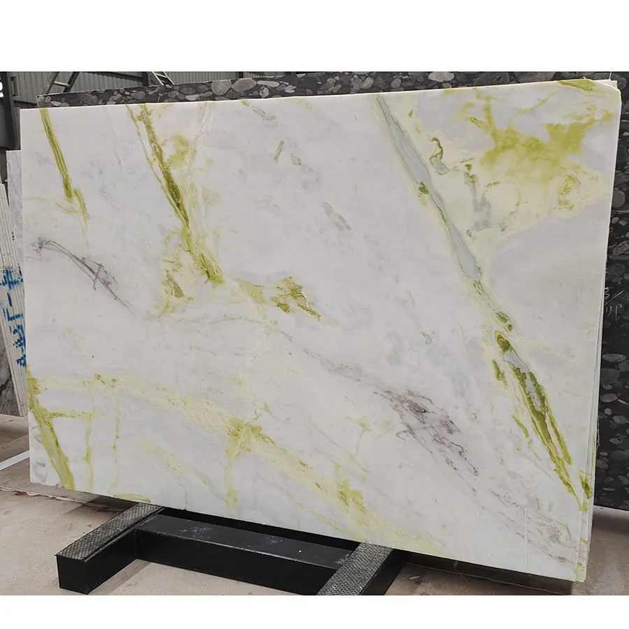 Lastra di pietra di marmo glaciale naturale di Lago di personalizzazione tavolino da caffè piano di lavoro di lusso bianco verde lastra di marmo