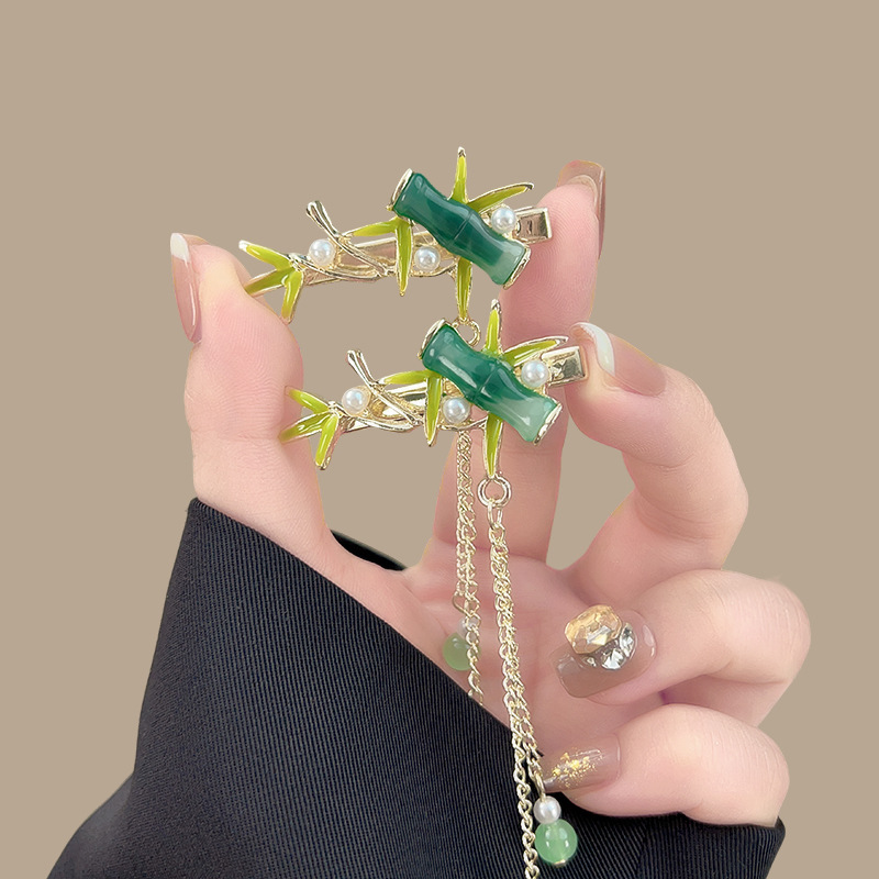 Ensemble de 2 bambous verts en jade.