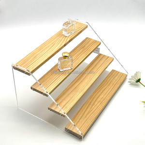 Estante de exhibición acrílico de 4 escalones, soporte de exhibición de acrílico de 4 capas, exhibición de madera para figuras - Product Image 3