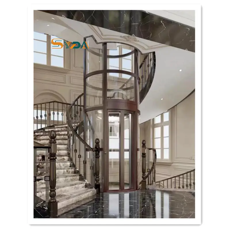 Panoramic sightseeing lifts and elevators elevation design glass lift 2-7 floor for elderly people 2-5 person loading buildings