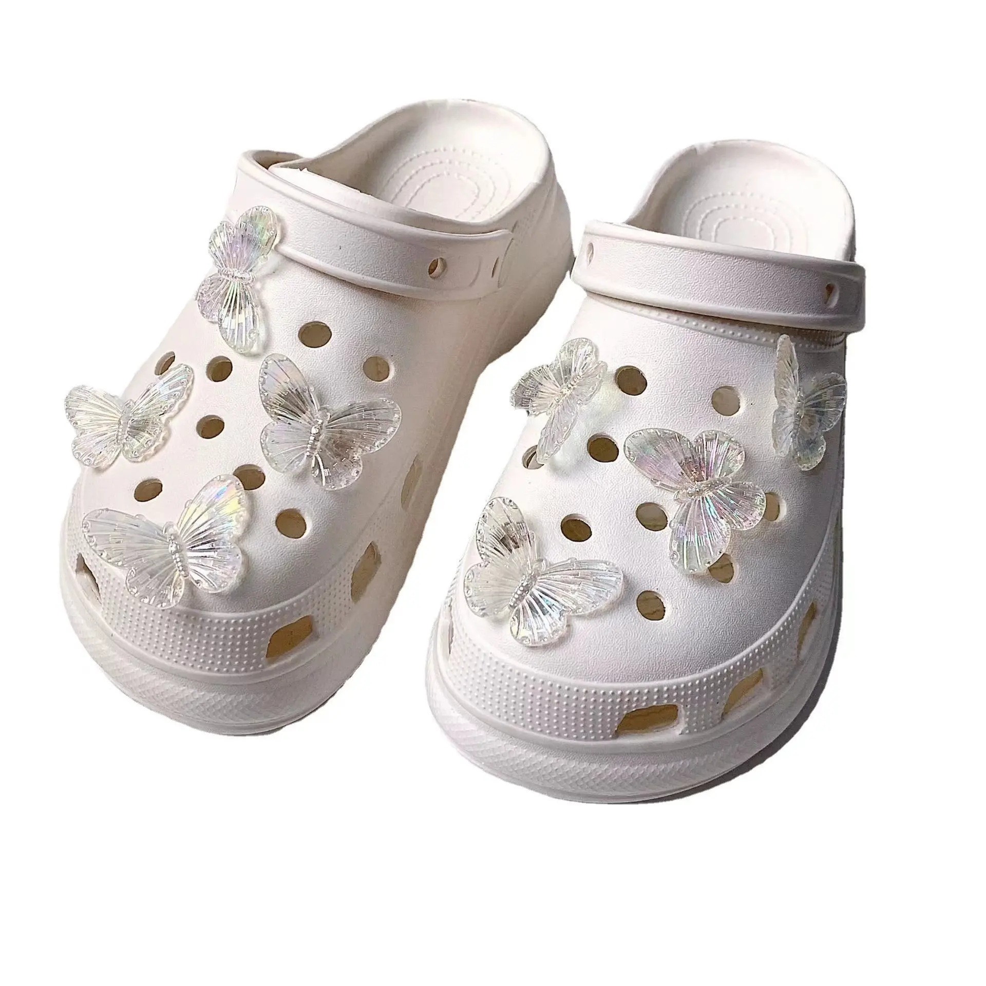 Decorazione di vendita calda moda fai da te fibbia per scarpe a farfalla trasparente scarpa rimovibile fiore fibbia per scarpe accessori ornamenti