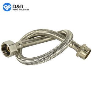 D & R גמיש נירוסטה קלוע צינור EPDM פנימי core פליז הולם מחבר דוד מים צינור לאמבטיה