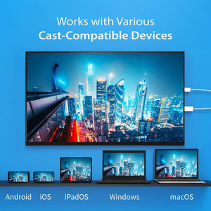 支持适用于MacBook iPad Pro笔记本电脑和Android截屏USB至高清无线显示发射器和接收器的1080p