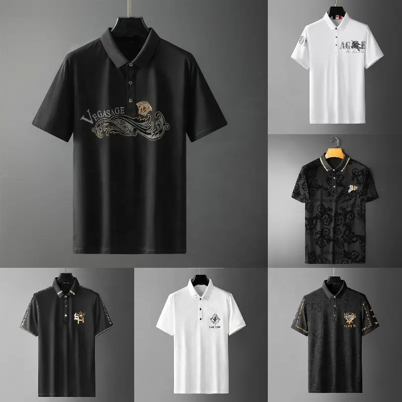 New 2024 Multicolored Golf Polo Short Sleeve 3 Button Quick Dry Casual Pique Jersey Polo Shirts Men