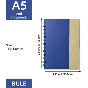 Cuaderno espiral de tapa dura personalizado cubierta de papel Kraft Bloc de notas marcador de página índice de colores cuaderno con notas adhesivas