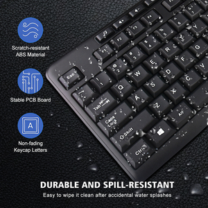 Teclado Qwerty Azerty para ordenador, Teclado negro con cable Usb para Pc