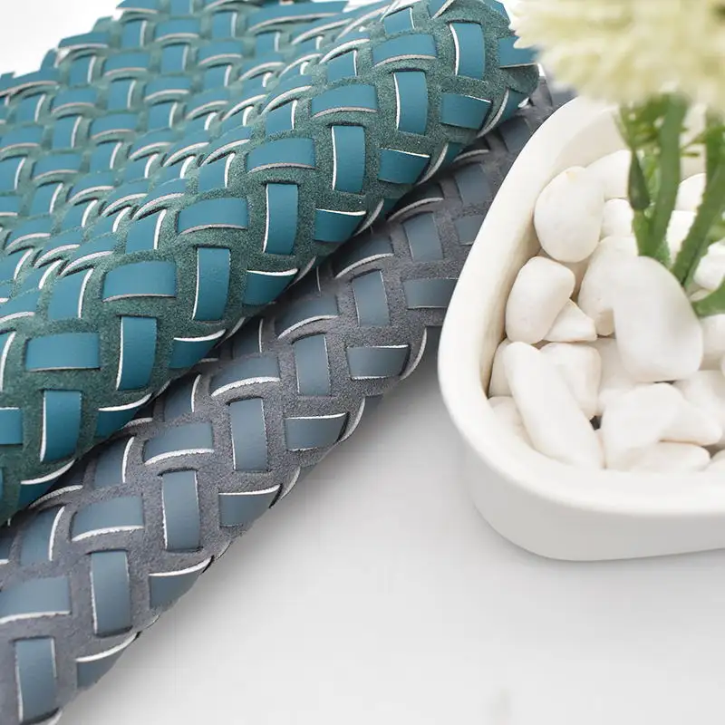 Hochwertiges buntes chinesisches synthetisches PVC-gewebtes Leder für Tischs ets und Handtaschen