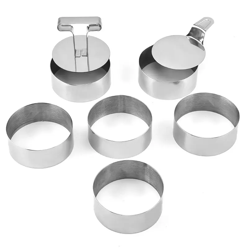 Moldes De Bolo De Anel Redondo, Mousse De Aço Inoxidável e Pastelaria Mini Baking Ring Mold, Anéis De Bolo De Alimentos Anéis De Sobremesa Conjunto De Anéis