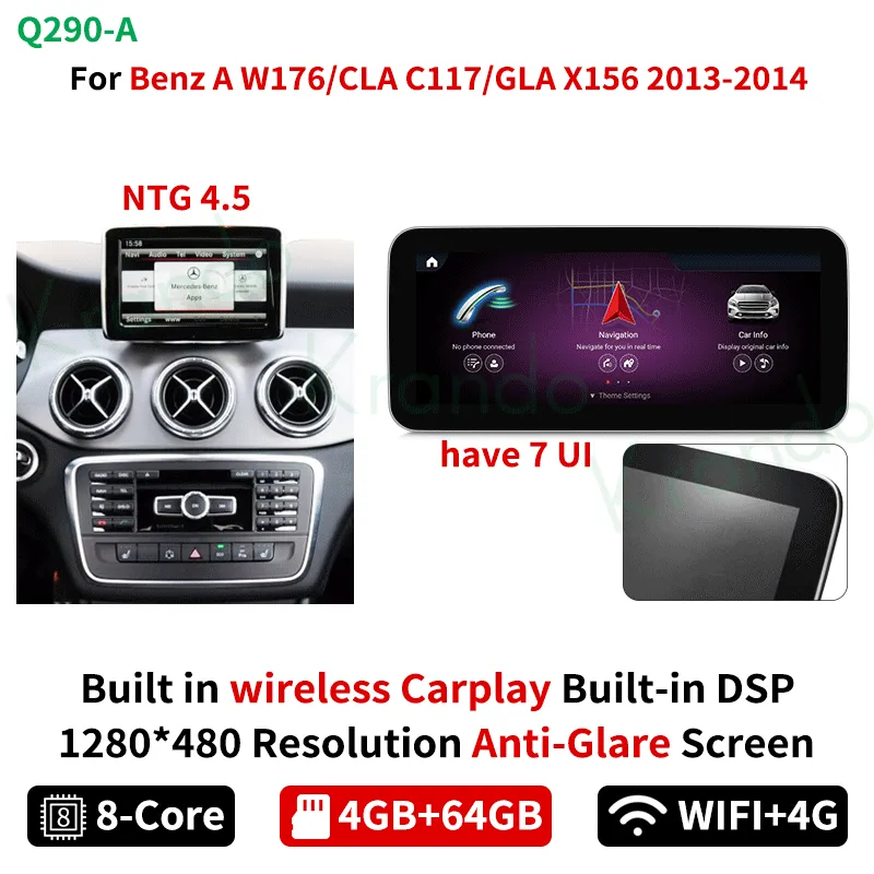 Krando 10.25 "Android-Autonavigatie Voor Mercedes Benz Een W176 Cla C117 Gla X156 2012 - 2020 Qualcomm Multimedia Ingebouwde Dsp