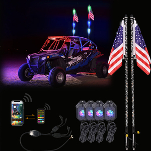 转向灯闪烁频闪3ft 5ft led RGB舞蹈bluetooths控制鞭状天线灯吉普ATV UTV北极星RZR - Product Image 1