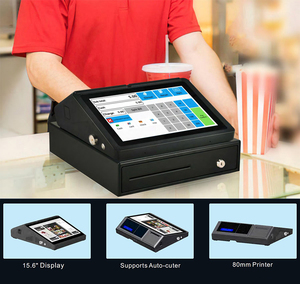 Pantalla táctil de 15,6 pulgadas para sistema de punto de venta, caja registradora con escáner de código qr, impresora de 80mm, android, todo en uno, venta al por menor - Product Image 3