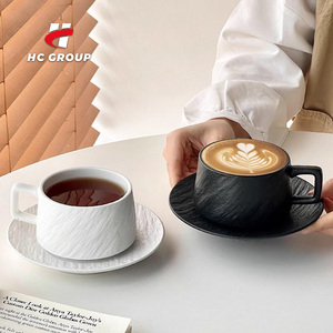 シンプルなレトロな石パターンカスタムコーヒーカップ純粋な色セラミックコーヒーマグセット誕生日ギフト用 - Product Image 1