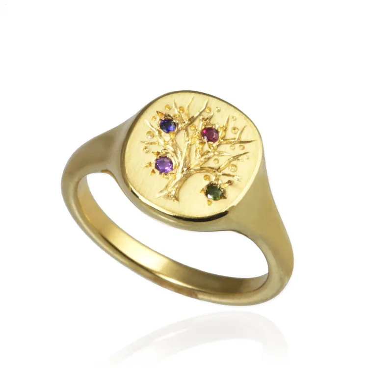 Janice SS20 Sterling gioielli in argento albero della Vita di compleanno colorato anello con sigillo di pietra per le donne