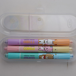 Custom Cute Kawaii Double Head Different Color 12 Color Marker <strong>Highlighter</strong> Pen Set with <strong>Chisel</strong> &amp; Stamp <strong>Tip</strong> School Students Kids - Product Image 3