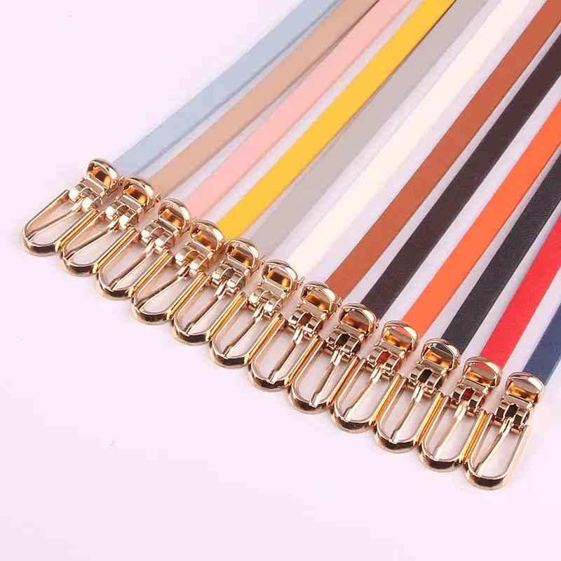 New style multi-color decorative dress thin waist belt ladies all-match pin buckle PU small belt Korean trousers belt