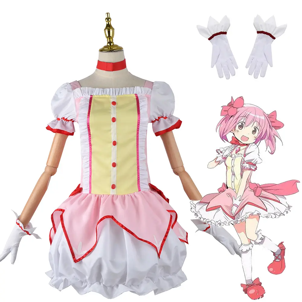 Mais popular roupas de anime puella magi madoka, fantasia de desenho animado kaname madoka lolita vestido