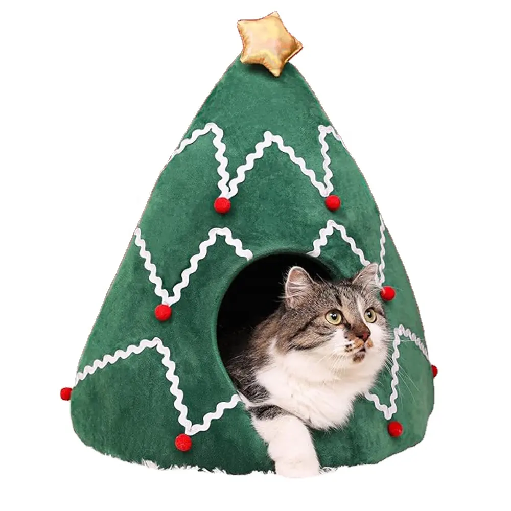 Feierlich einzigartige Baumform entworfen Haustier Höhle Weihnachtsbaum Katzenhaus für kleine Hunde oder Katzen