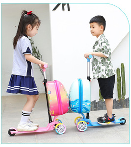 Özelleştirilmiş tasarım 3D arabası çocuk seyahat çocuklar Scooter bavul arabası havaalanı bagaj ile Scooter