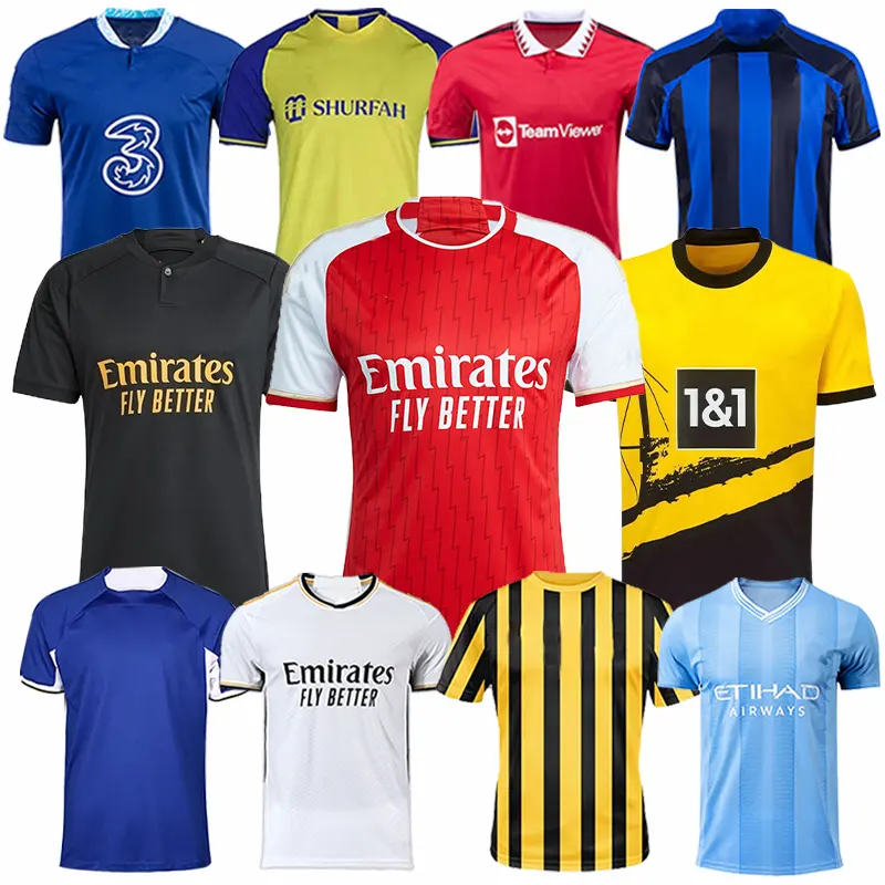 Camisa de futebol europeia top 3 para clubes de futebol, camisa de futebol personalizada para casa, 2023-2024