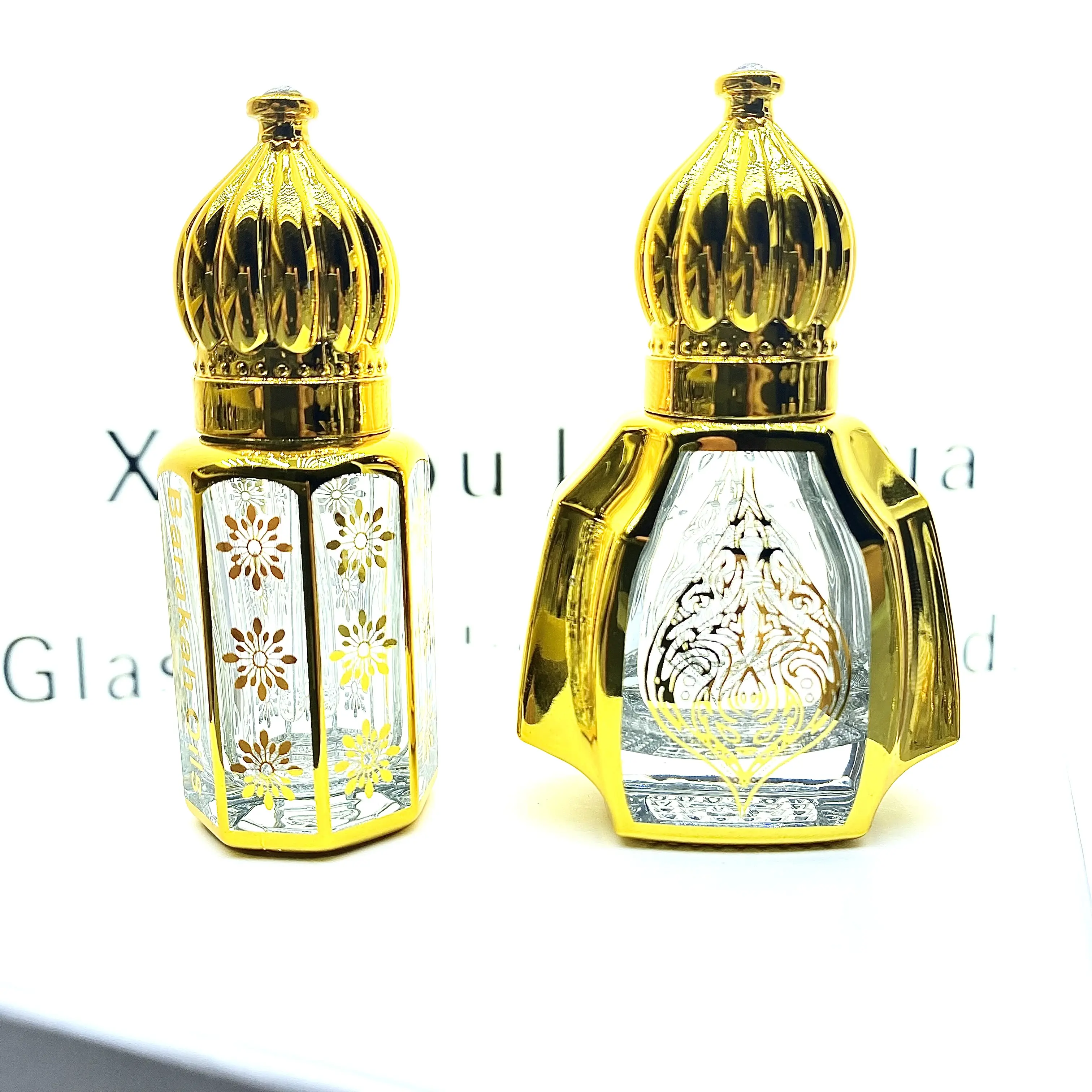Desain baru 3ML \ 6ML \ 9ML \ 12ML botol minyak parfum mobil kaca mewah dekoratif dubai botol minyak esensial parfum kaca arab