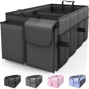 Ayarlanabilir Polyester araba bagaj Boot organizatör katlanabilir büyük kapasiteli saklama kutusu askıları ile - Product Image 6