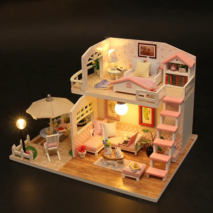 Hongda Factory Outlet regali per ragazza casa delle bambole in miniatura 1/24 Grand Holiday Villa Dollhouse