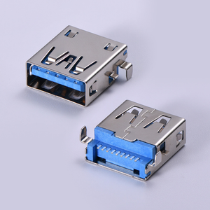 Konektor USB Horizontal GXD Blue Rubber Core Female 3.0 AF90 Derajat dengan Plat Penyangga, Kaki Bengkok Anti-Terguling, Lapisan Ganda 9-Pin - Product Image 1