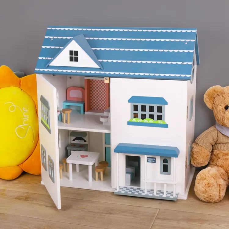 लड़की उपहार डबल-परत विला खिलौना सिमुलेशन फर्नीचर सेट लकड़ी गुड़िया घर