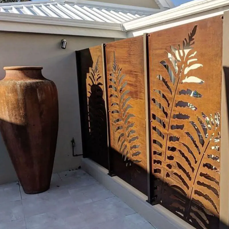 Laser Cut Decorativa Esterna Giardino Privacy di Arte del Metallo Schermi Pannelli Corten Da Giardino In Acciaio Schermo